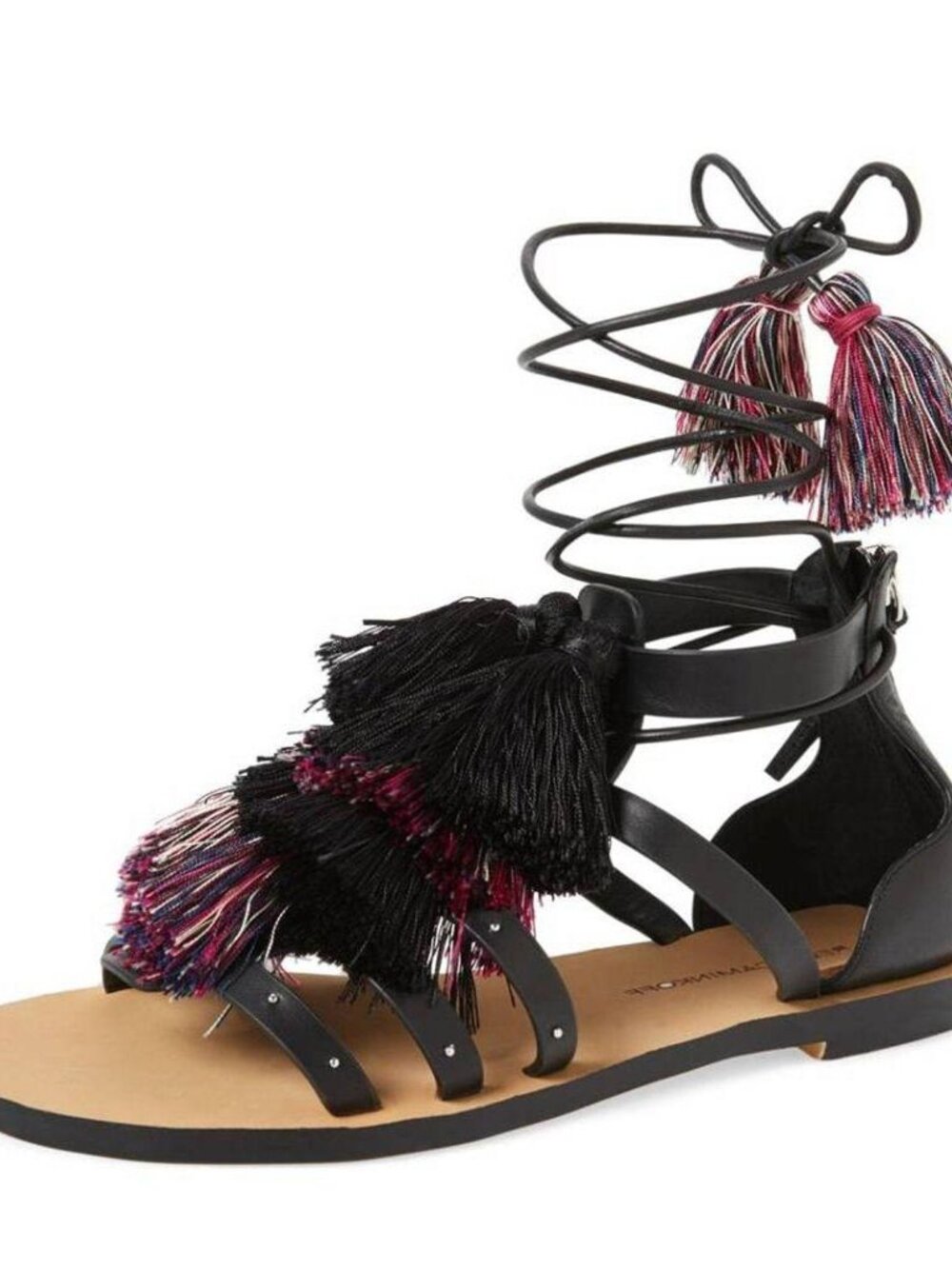 Rebecca Minkoff Women's Elisha Tassel Lace Up Sandals 6M